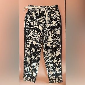 Anthropologie Maeve black and white animal print pants